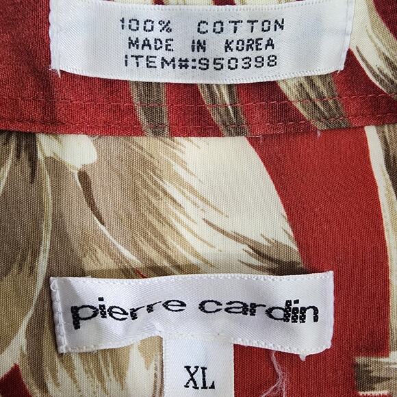 Pierre Cardin Shirt Mens Hawaiian Tropical Button Up Cotton Short Sleeve Size XL - Picture 10 of 11